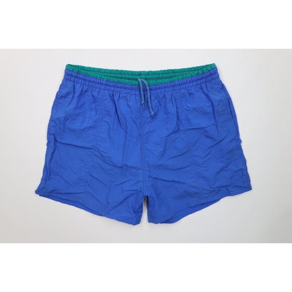 Vtg 90s Streetwear Mens Medium Faded Blank Lined Above Knee Shorts Swim Trunks - Picture 1 of 13